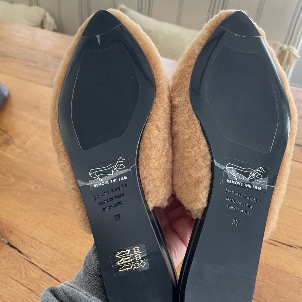Jenni Kayne Tan Shearling-Look Slip-On Slippers - Picture 5 of 7